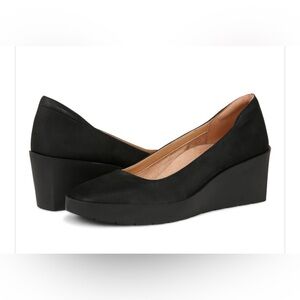 Vionic Sereno Black Nubuck Wedge Pump Women's 8.5 Comfort Orthotic Heel